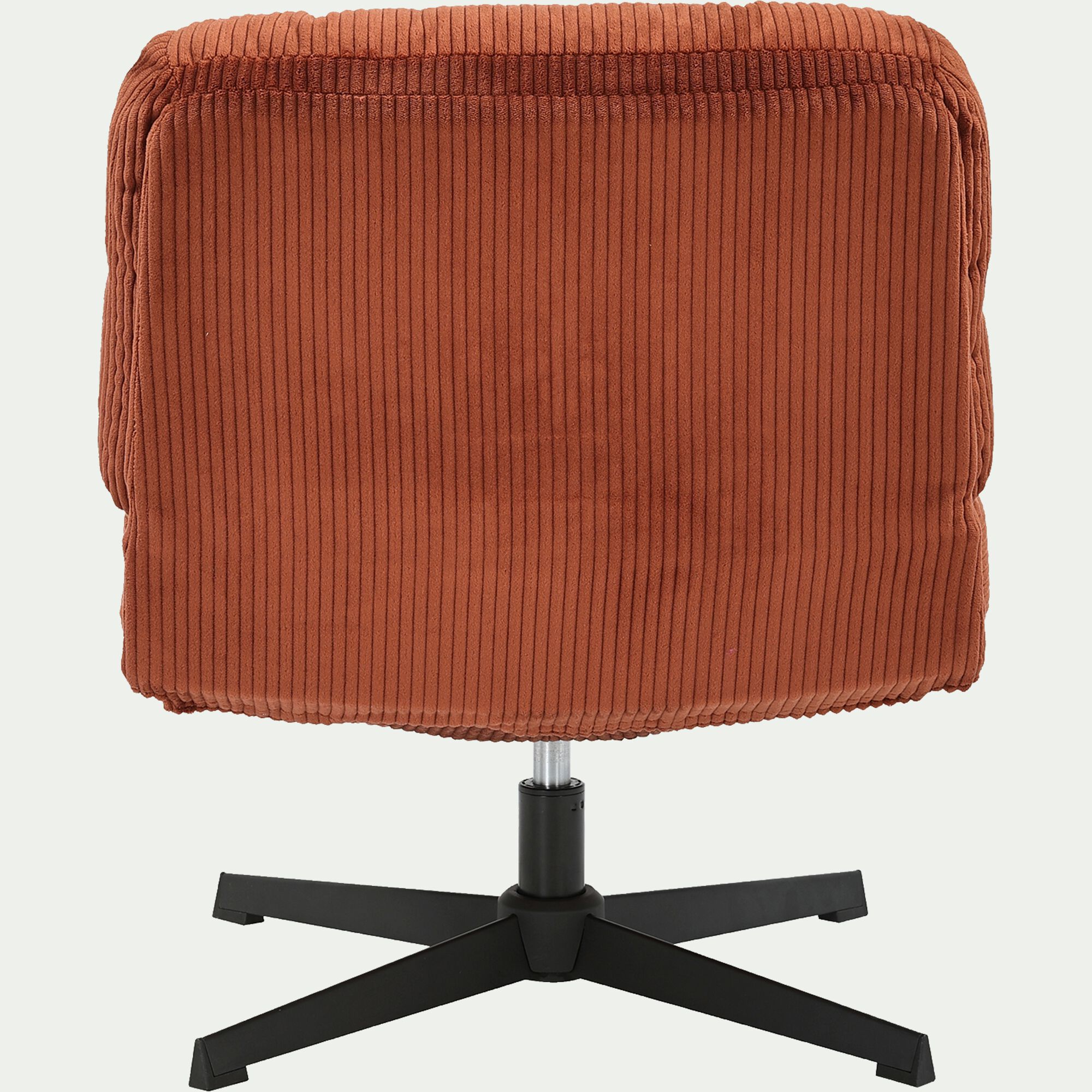 KIARA - Chaise pivotante en velours côtelé et piétement en fer - brun rustrel