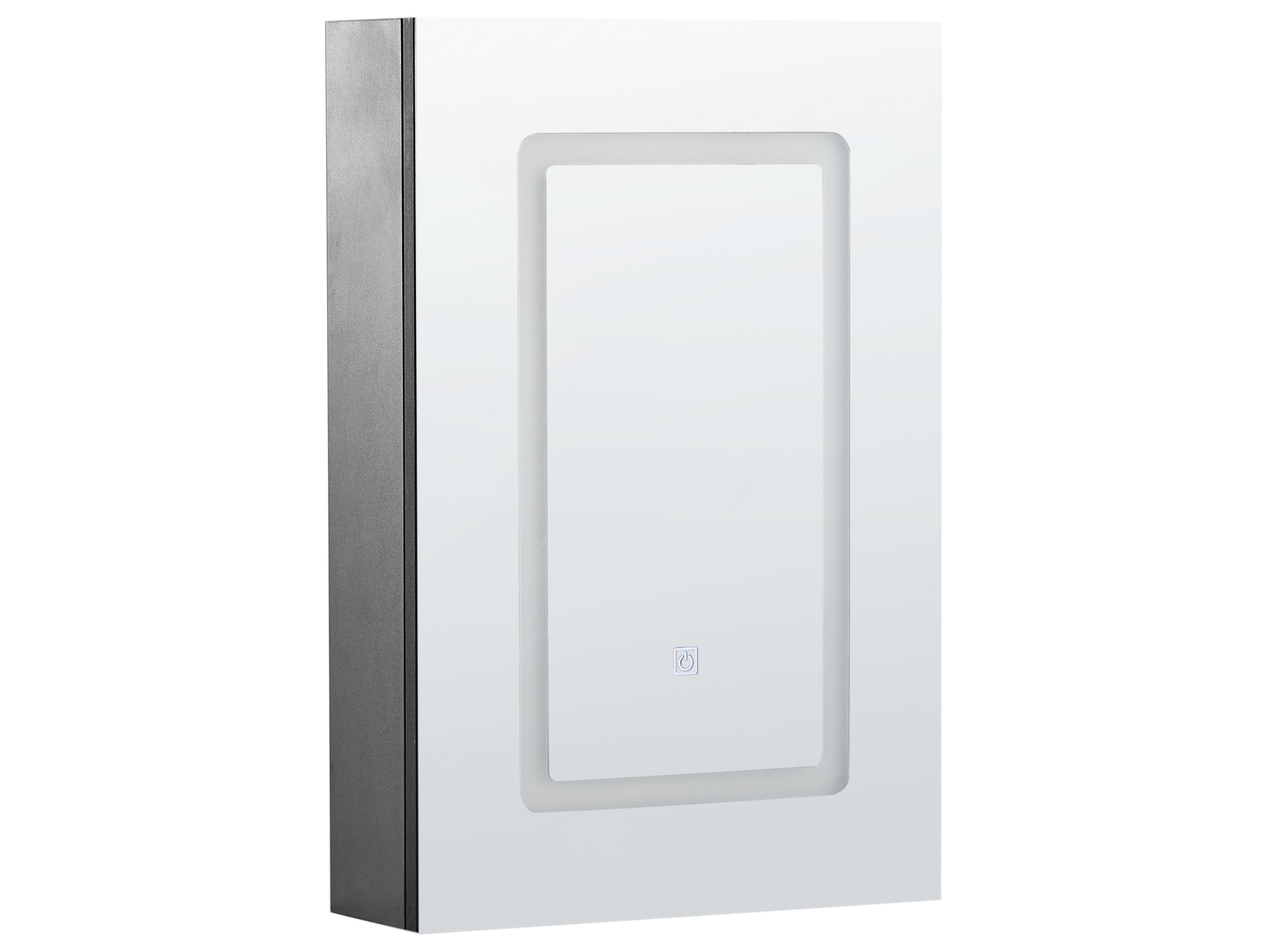 Bathroom Wall Mounted Mirror Cabinet LED CONDOR 40 cm 60 cm Black