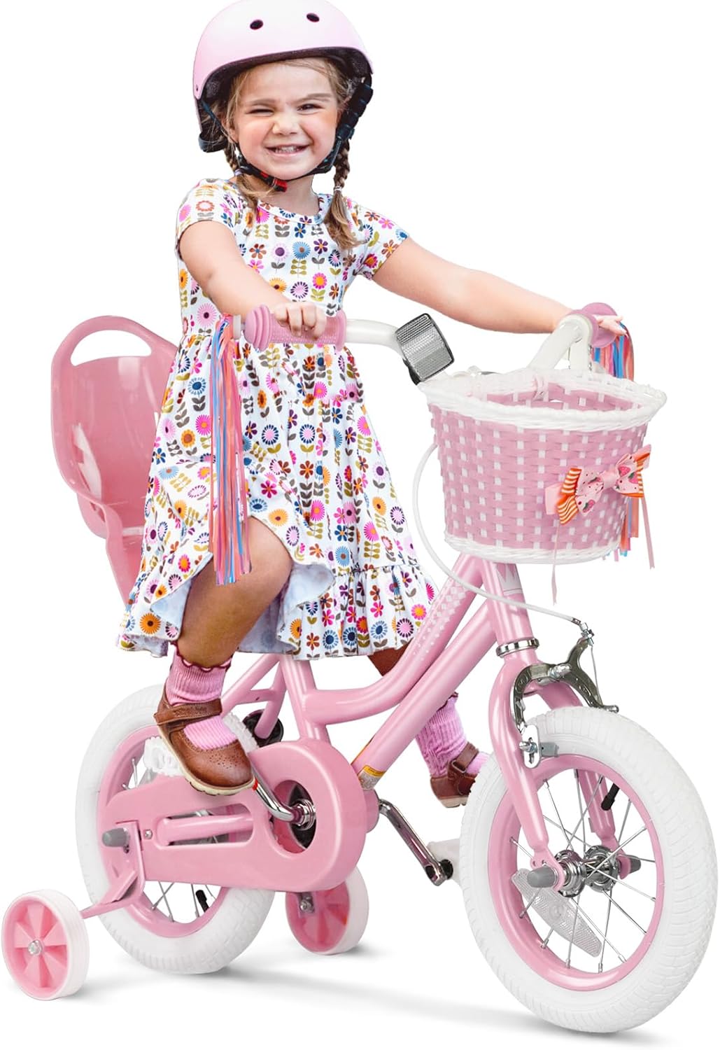 Glaf Kids Toddler Bike 12 14 16 20 Inch Girls Bike with Training Wheels Age 2-12 Years Old Toddler Girls Bike with Basket and Doll Seat Adjustable Seat