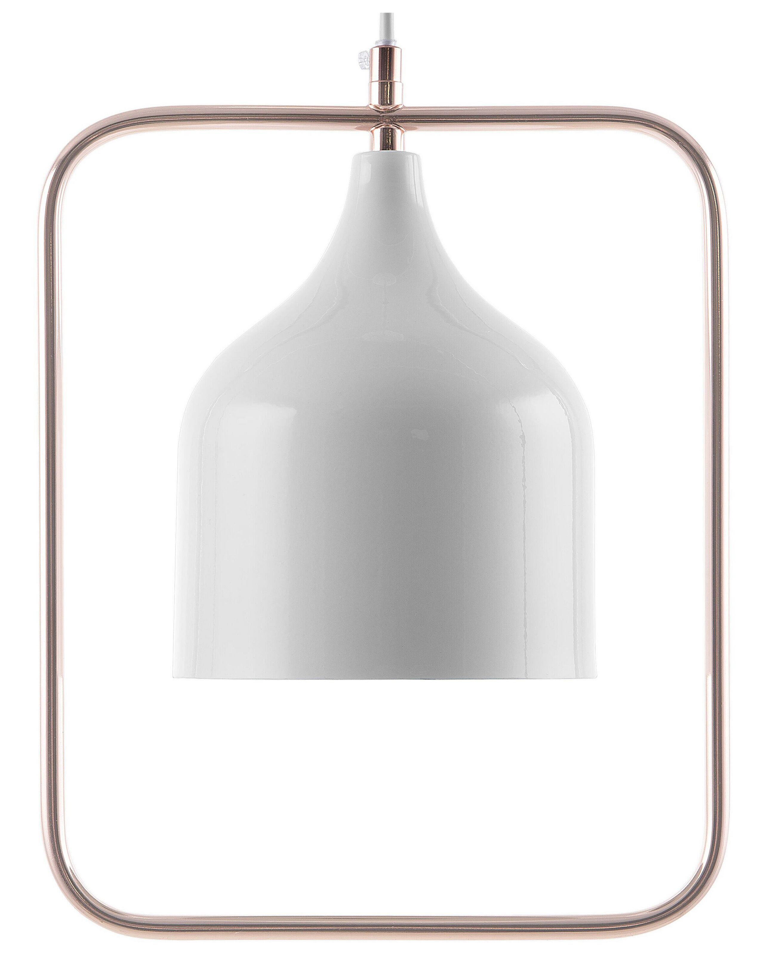 Lampa wisząca metalowa rama połysk biała