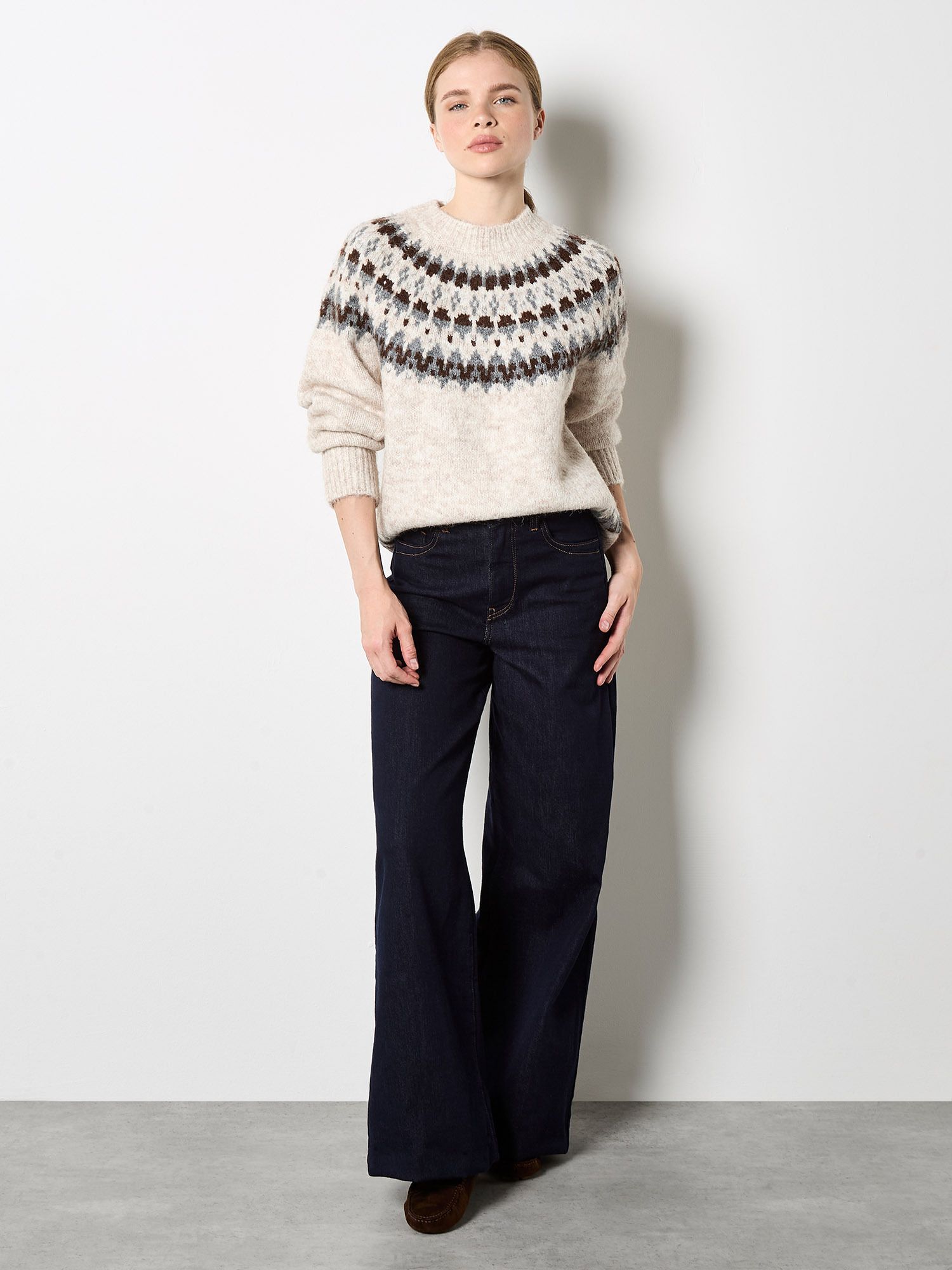 Apricot Fair Isle Fluffy Jumper