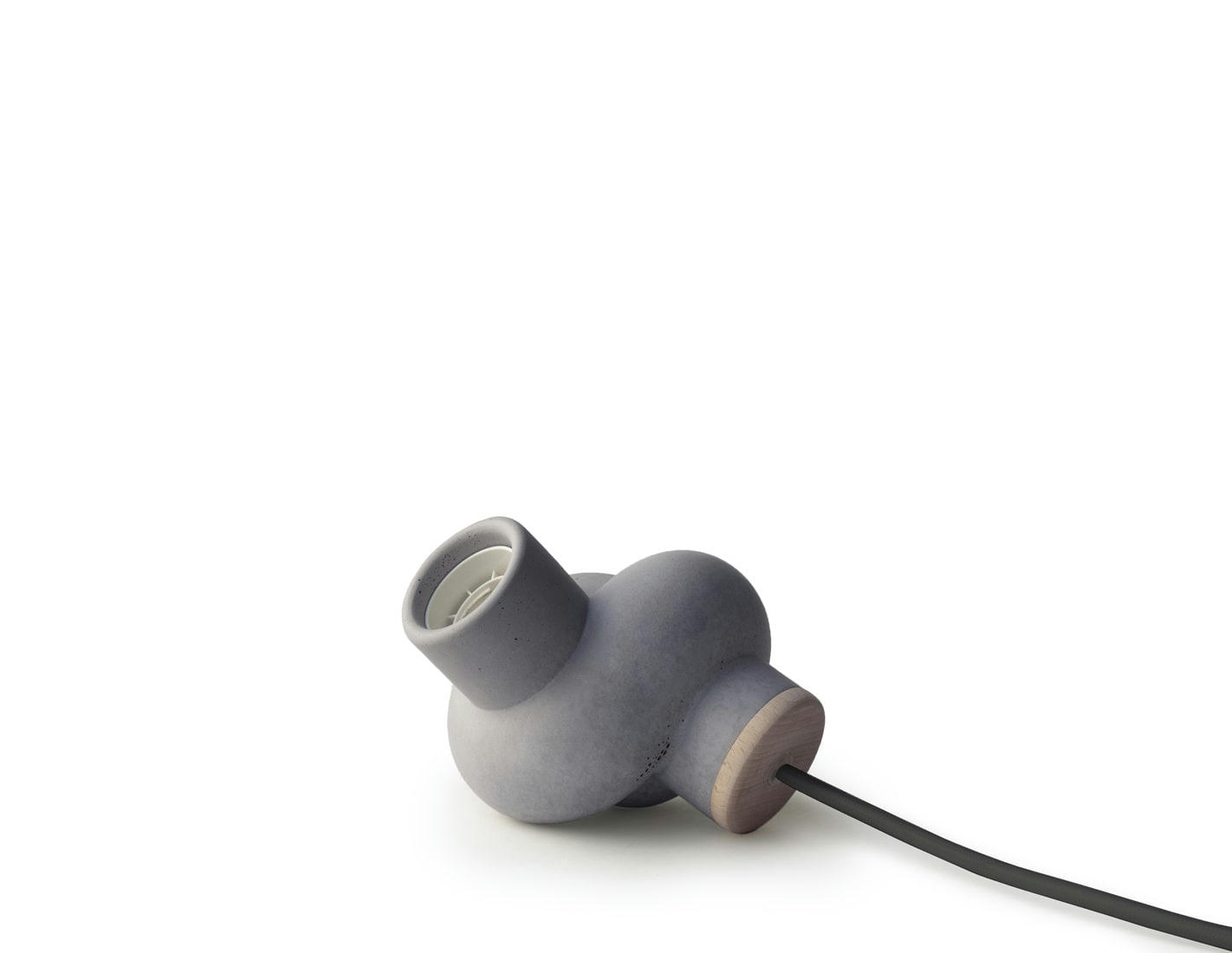 NOEUD - Lampe à poser en béton et bois cordon noir