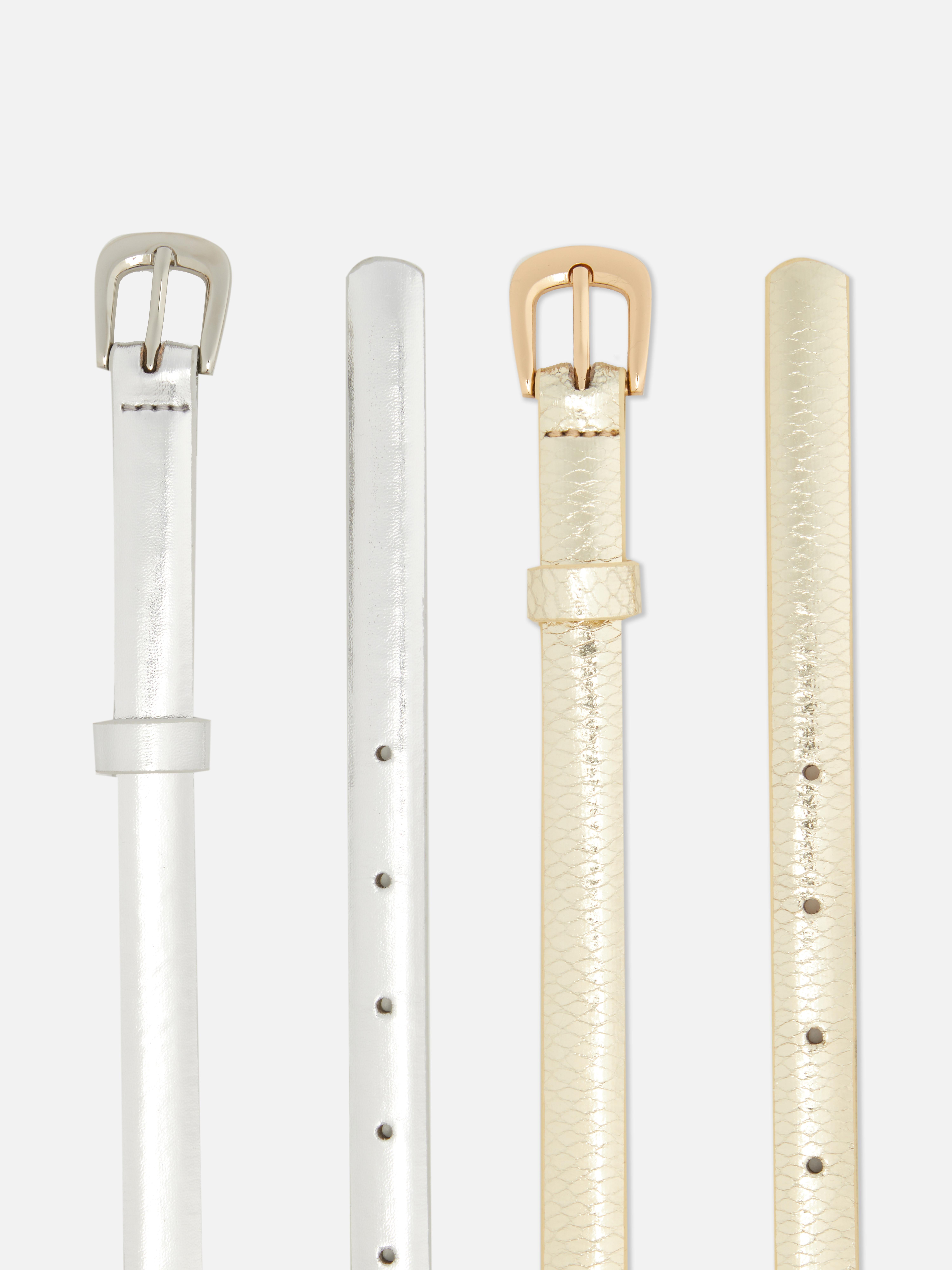 2-Pack Metallic Skinny Belts