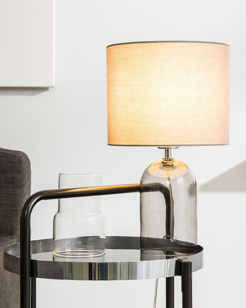 Lampa stołowa szklana szara nowoczesna 44cm