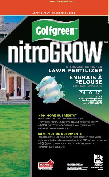 Golfgreen NitroGROW Nitrogen-Enriched Lawn Fertilizer, 34-0-12, 800-m2