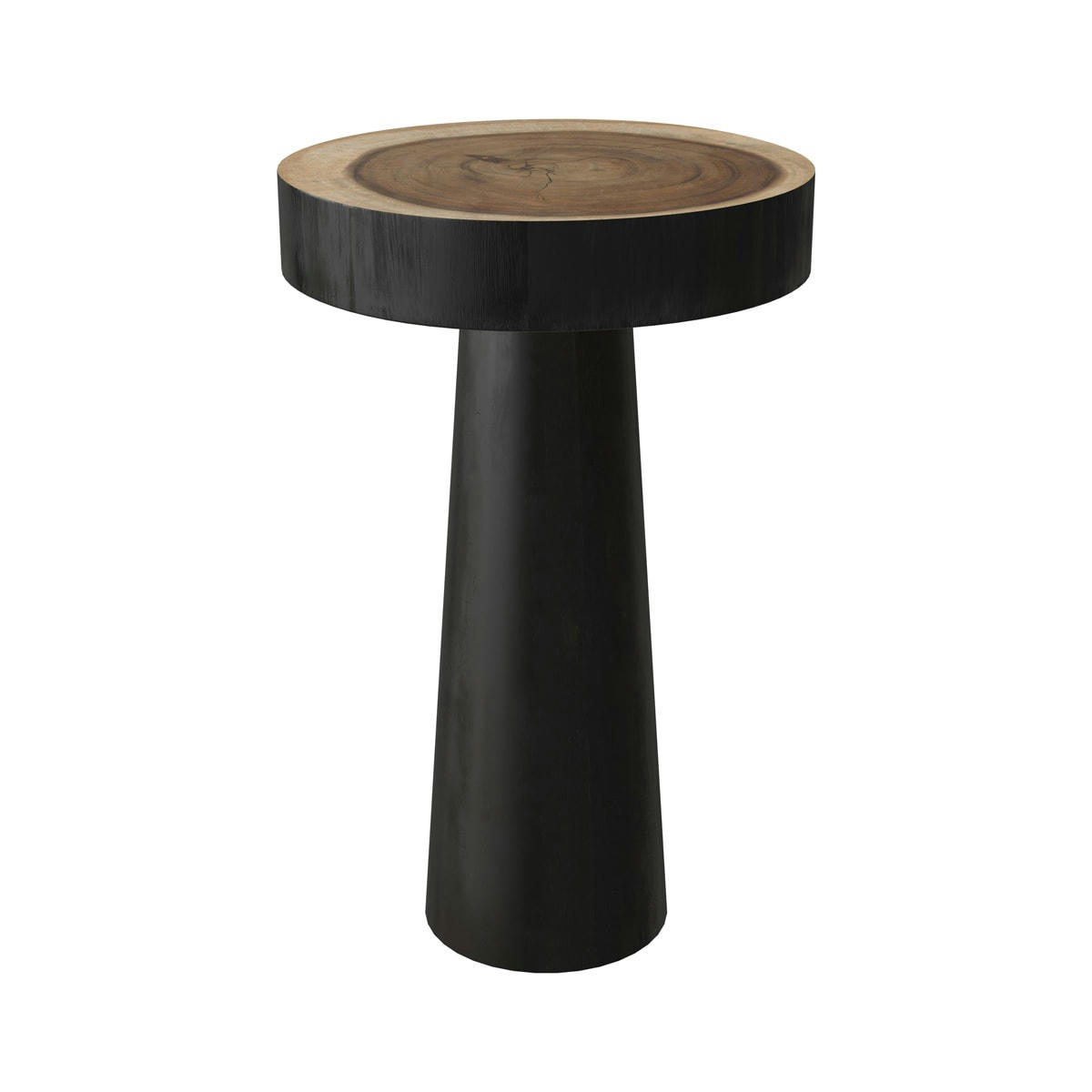 JANAH - Table d'appoint ronde noire en bois de suar D35 cm