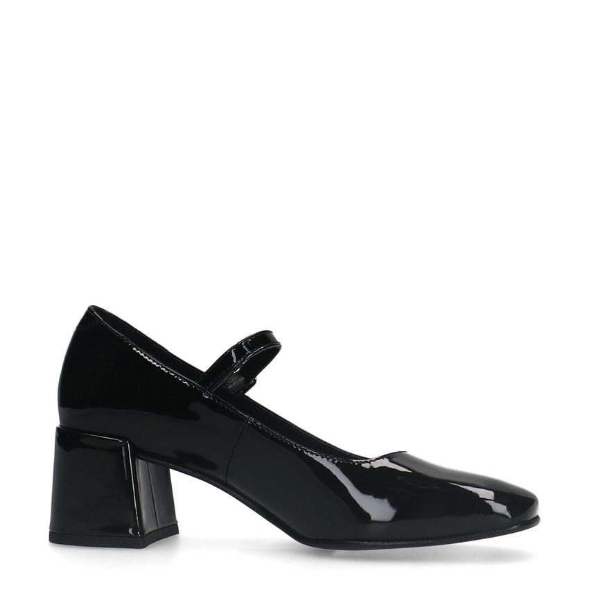 Manfield Zwarte lakleren Mary Jane pumps