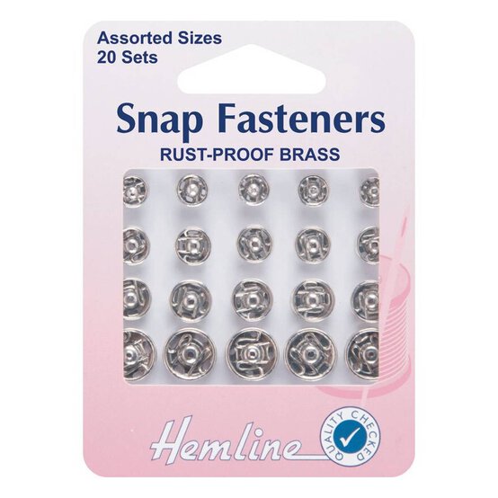 Hemline Assorted Silver Snap Fasteners 20 Pack