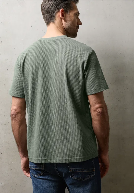 T-Shirt mit Struktur im Two-Tone-Look