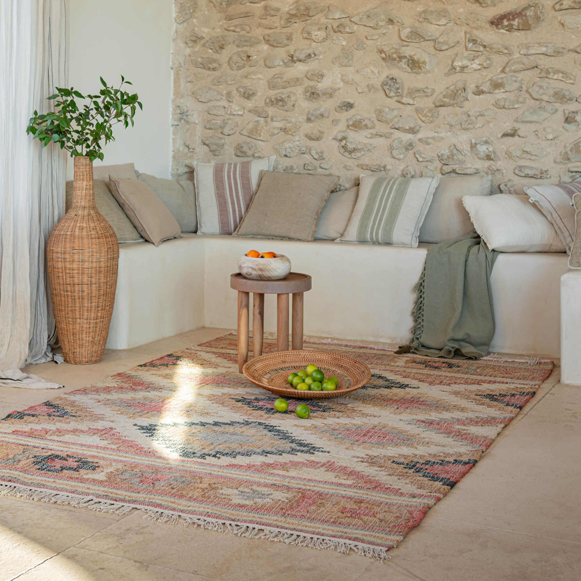 KAIS - Tapis tissé en jute et coton - beige 160x230cm