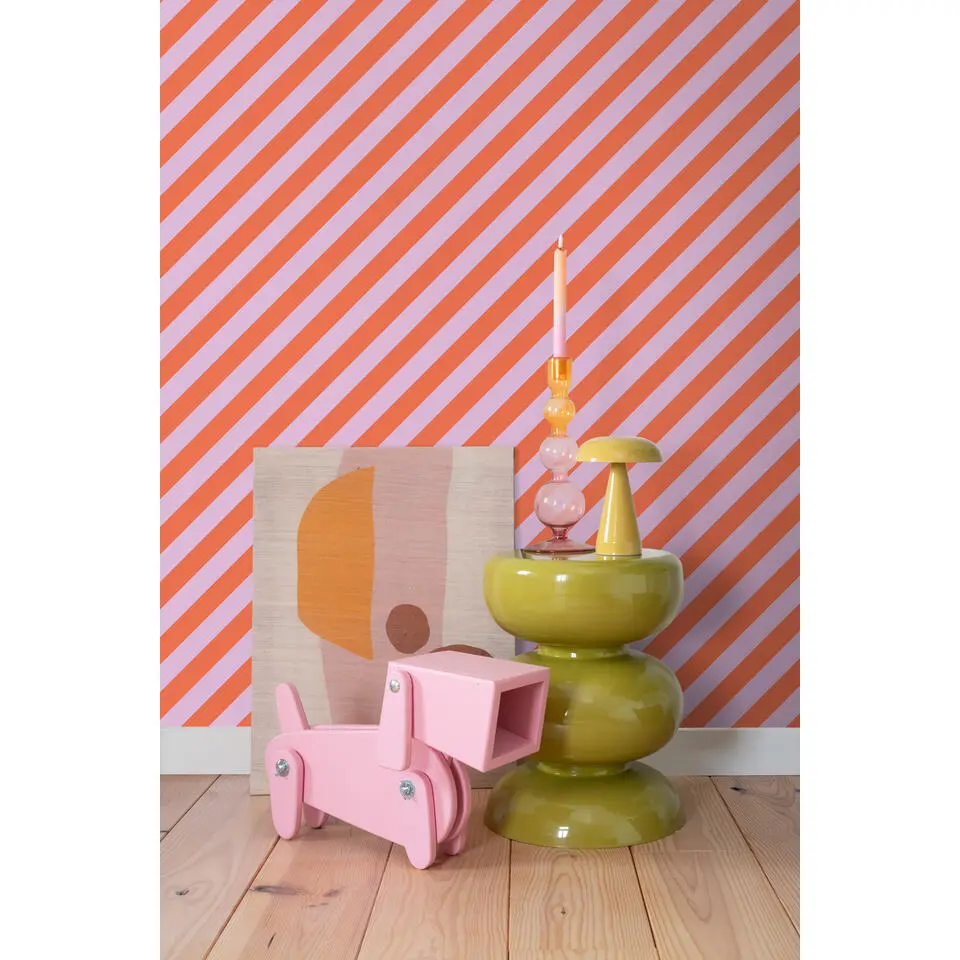 ESTAhome behang strepen lila paars en oranje - 53 cm x 10.05 m