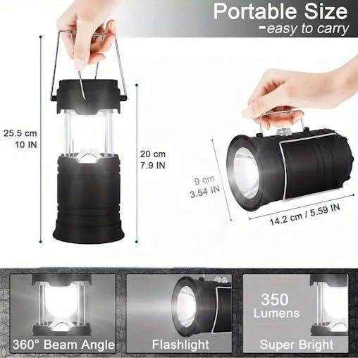 NNETM Multi-Functional Solar Handheld Camping Light LED Flashlight