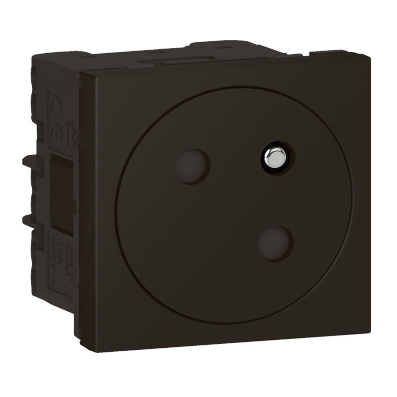 Prise plate Mosaic Link DLP 2 P   A à clipser en plastique noir LEGRAND