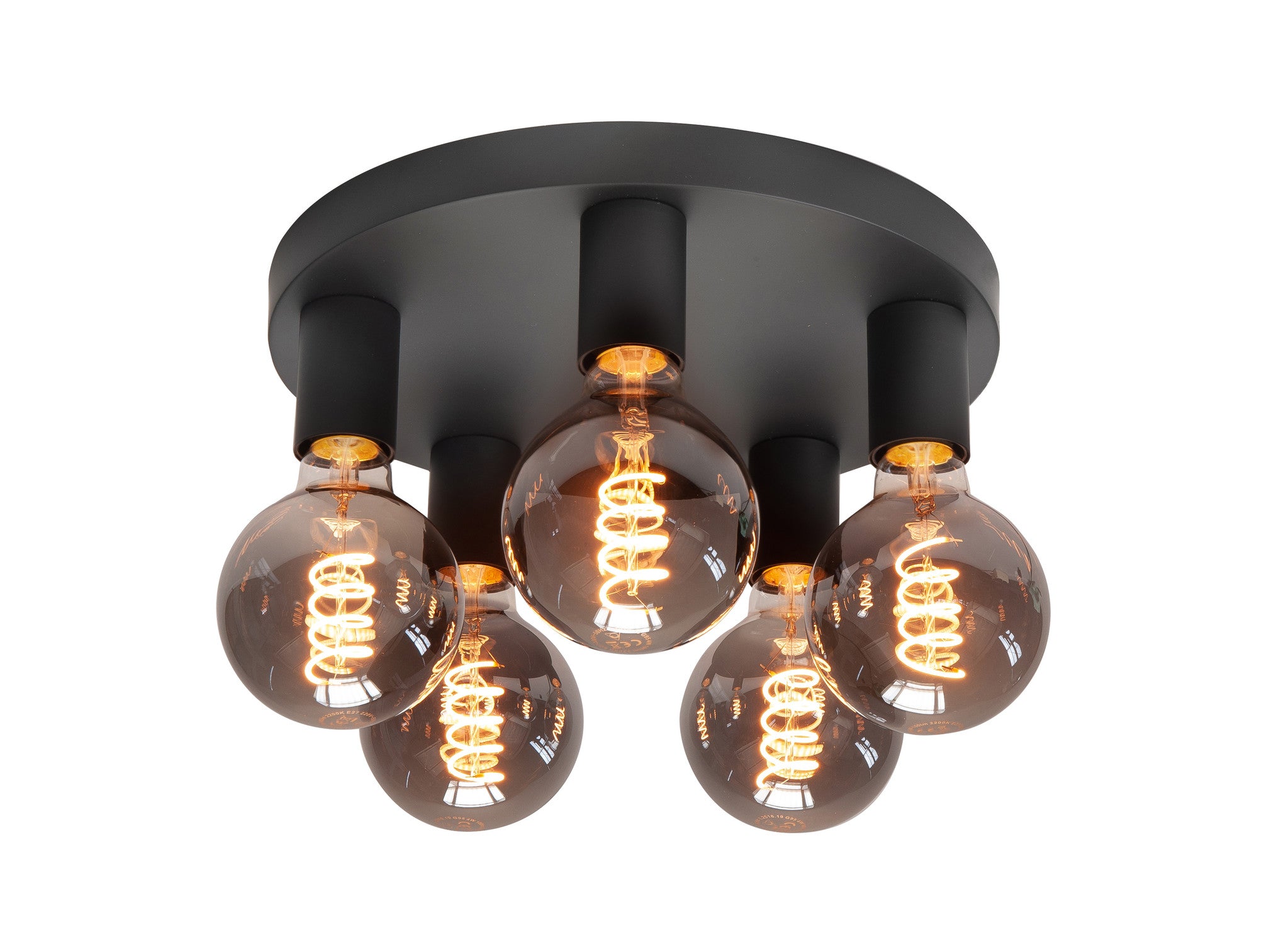 Highlight Plafondlamp Basic Zwart 5 lichts Ø 30cm E27