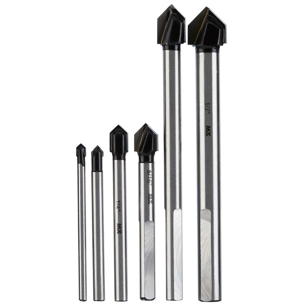 MAXIMUM Carbide Tipped Bit Set for Tile, Glass, 6-pc