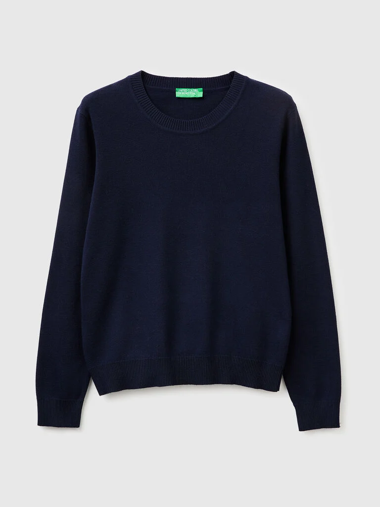 Dark blue sweater in tricot cotton