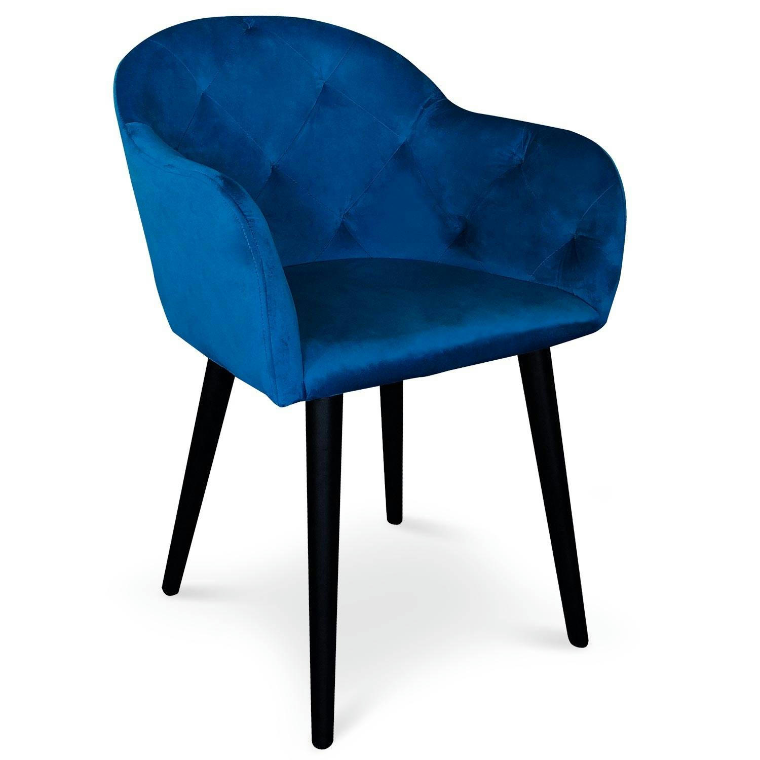 HONORINE - Fauteuil velours bleu
