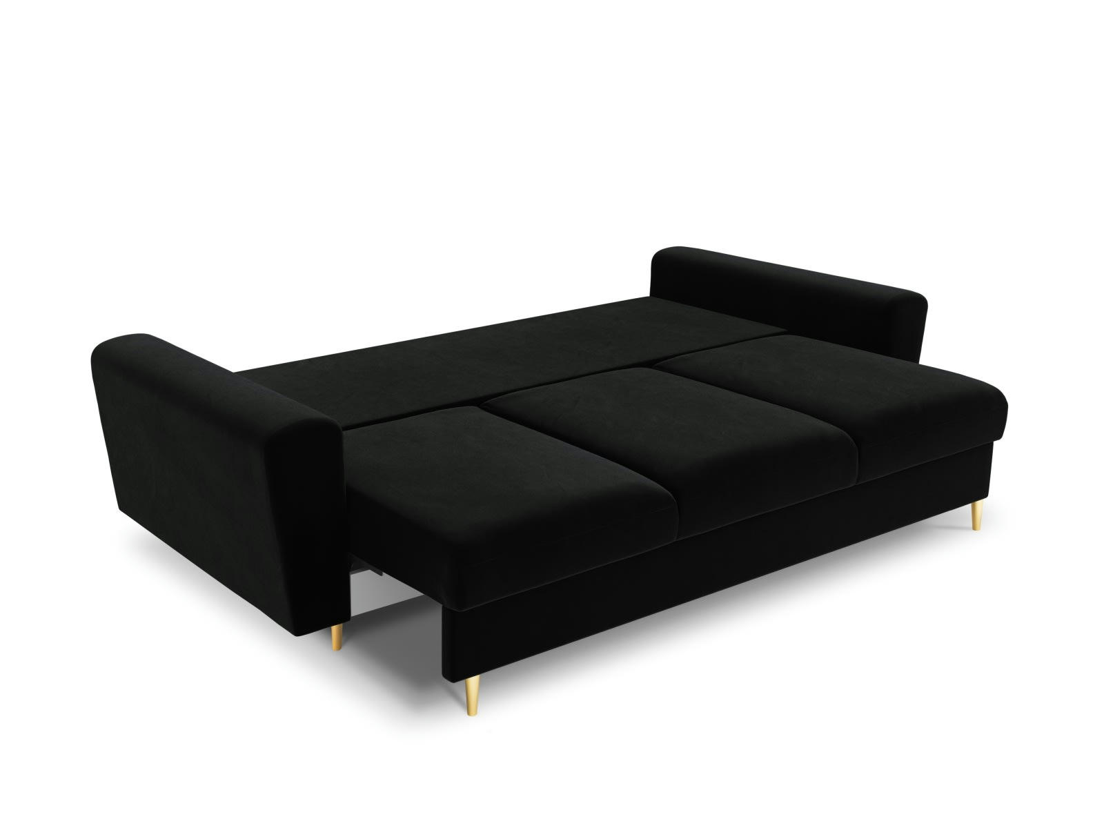 MOGHAN - Canapé convertible 3 places en tissu velours noir