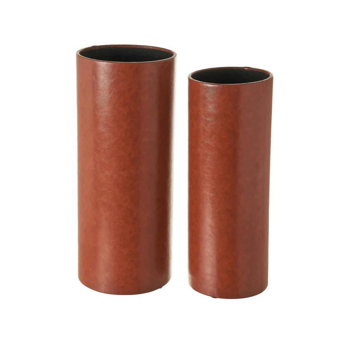 SIMILICUIR - Set de 2 porte-parapluies ronds en similicuir 23x23x54cm