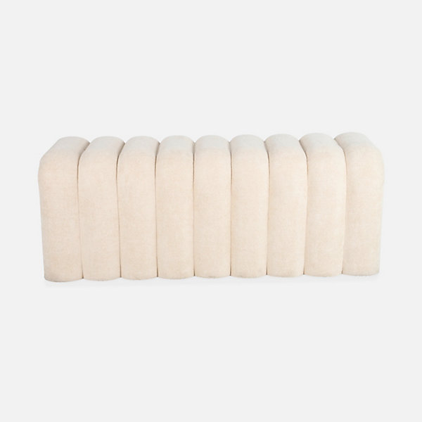 Banc. bout de lit beige contemporain en tissu