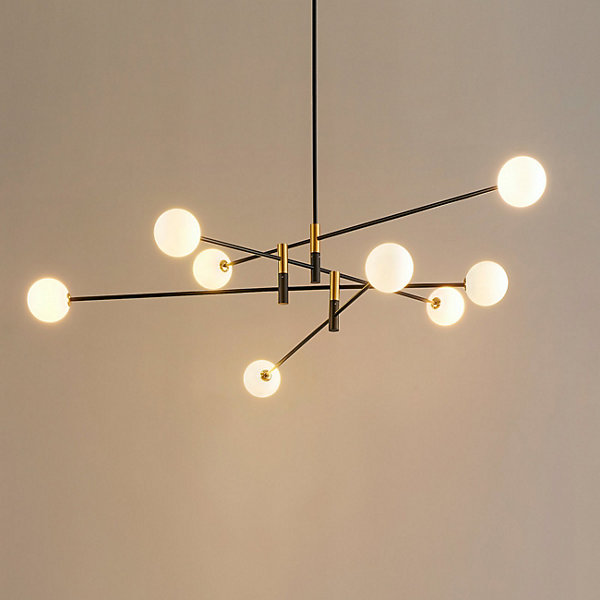 Lustre bras entremêlés noirs verre blanc - Rodia