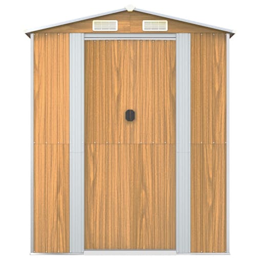 NNEVL Garden Shed Light Brown 192x523x223 cm Galvanised Steel