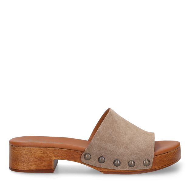 Beige suède muiltjes