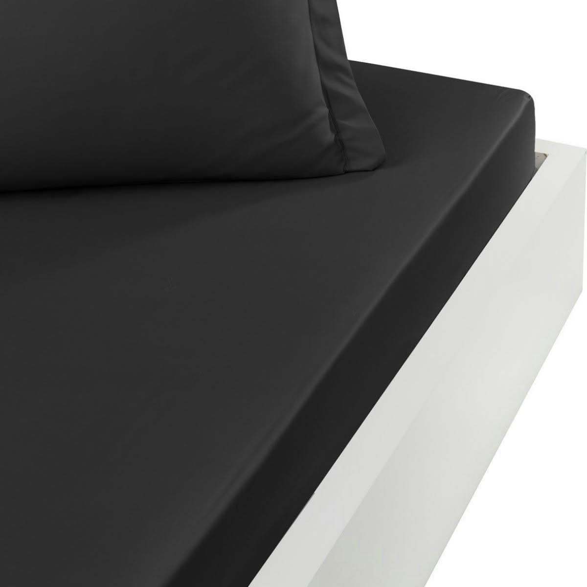 SOFT PERCALE - Drap housse en percale de coton Anthracite 120x190 cm