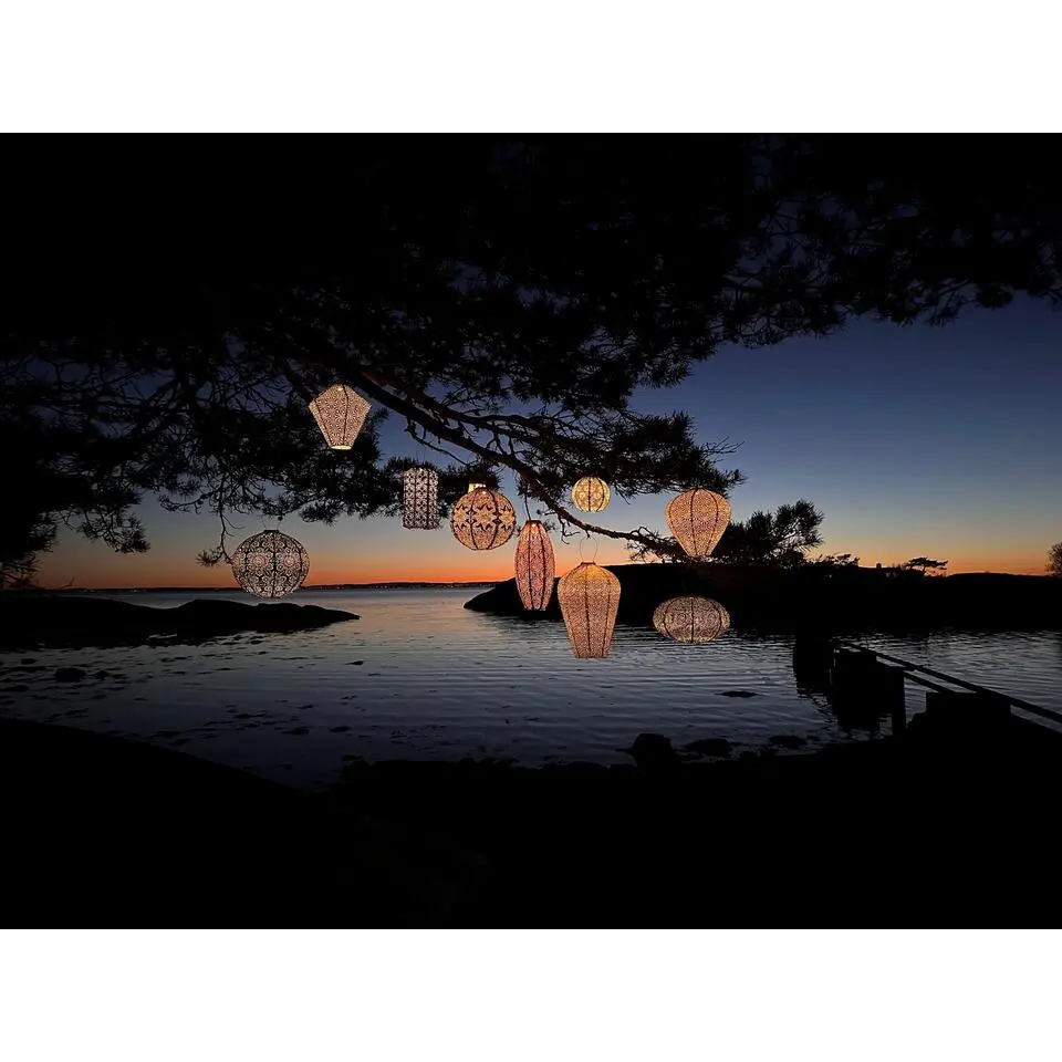 Lumiz Solar Buitenlampion - Sashiko Balloon - XL - Licht Taupe