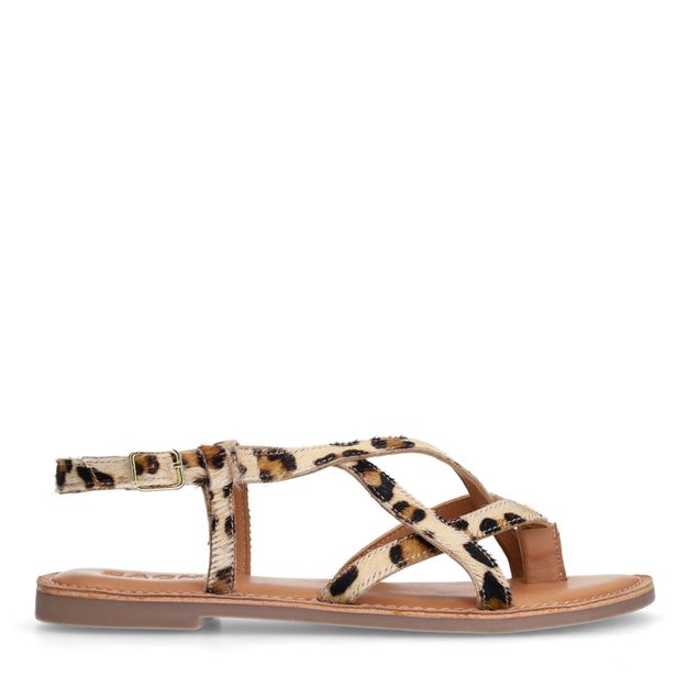 Leopard sandalen met gekruiste bandjes
