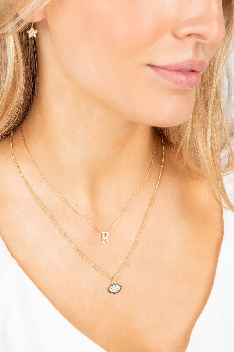 Crystal Cluster Initial Necklace