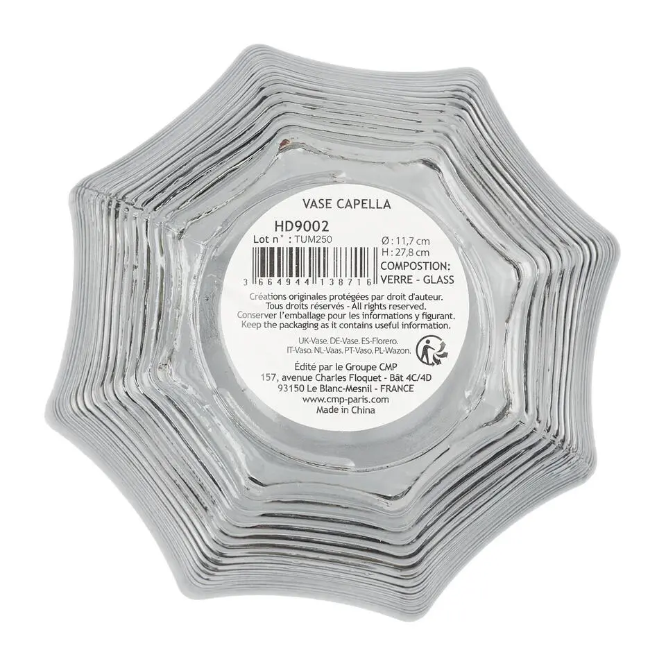 Home deco factory vaas Capella - boeket - glas - roze- H28 cm