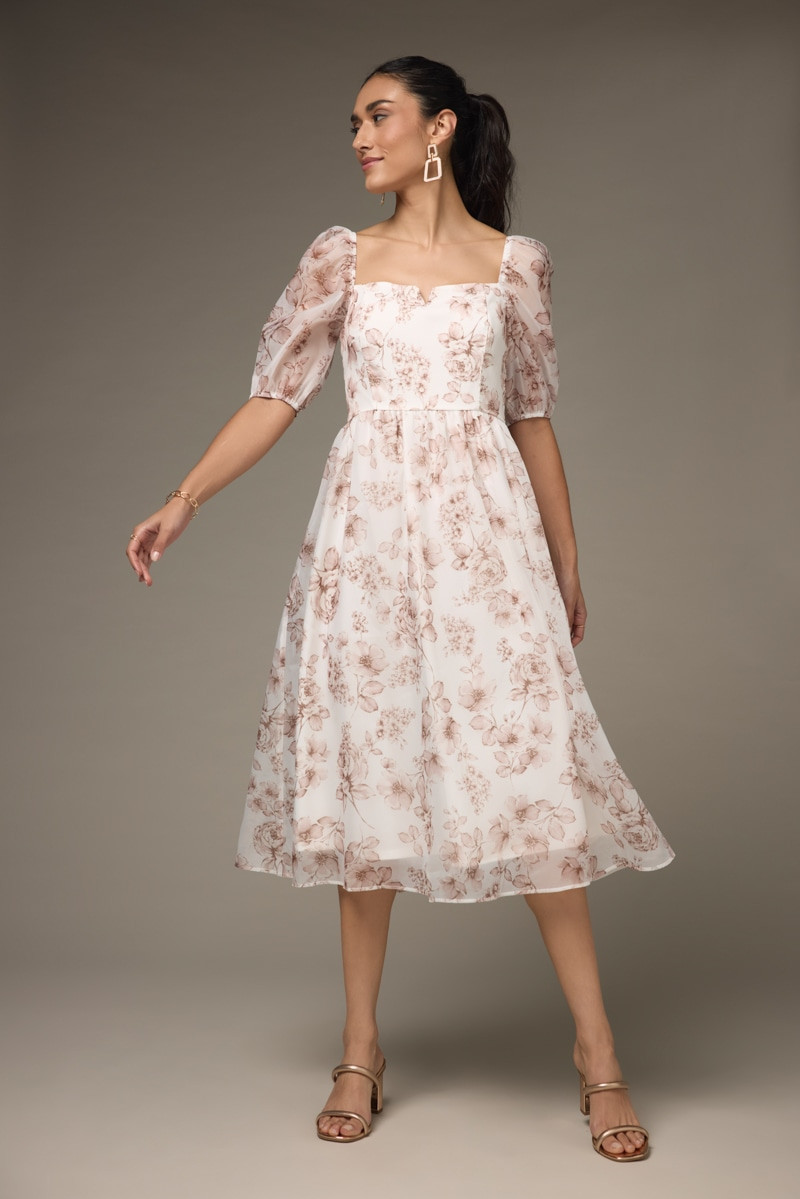 Madeline Floral Bow Back Midi Dress