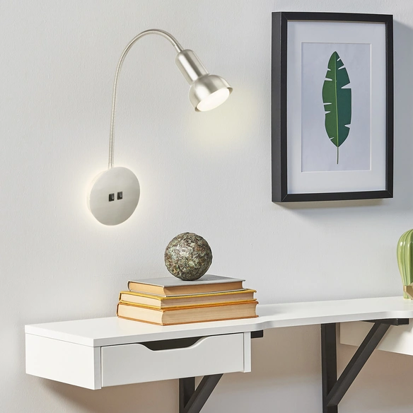 LED-Wand- und Deckenleuchte, 39 x 12 x 19 cm, matt-nickel, ohne Leuchtmittel, Backlight-Effekt