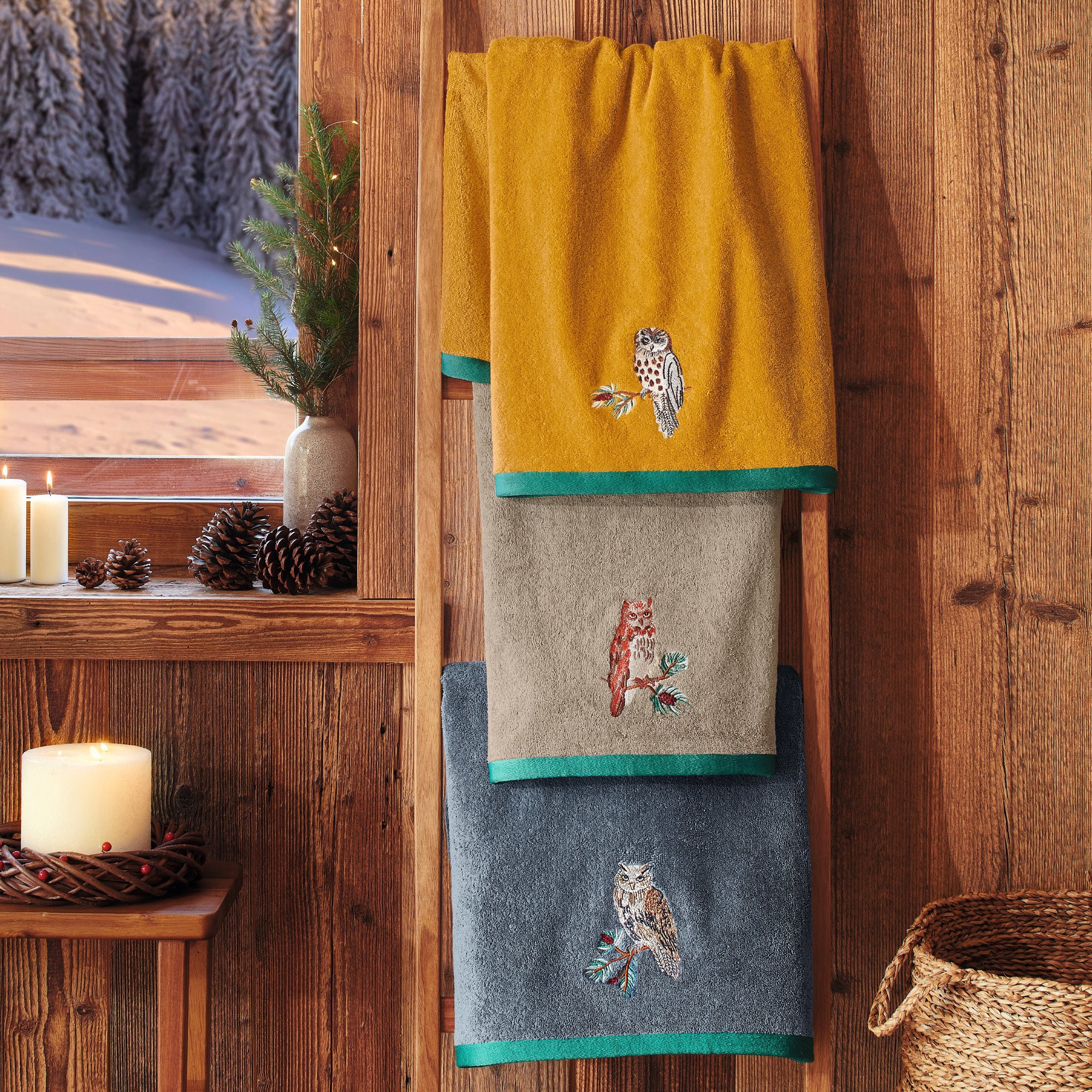 Serviette de bain brodéeLes doux veilleurs