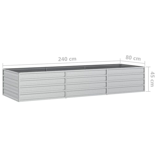NNEVL Garden Raised Bed 240x80x45 cm Galvanized Steel Silver