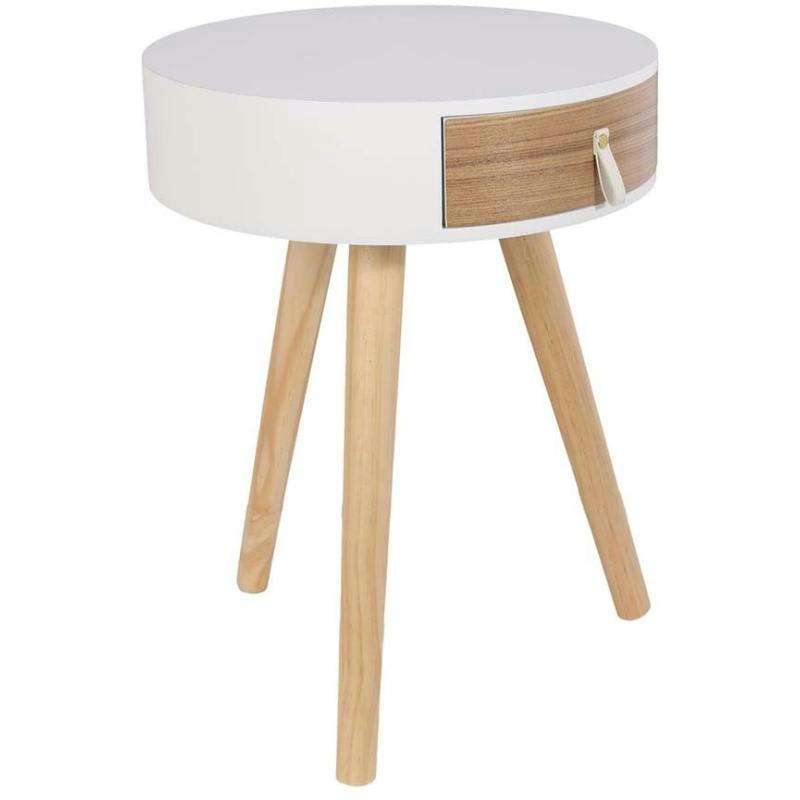 - Chevet en bois scandinave nora blanc