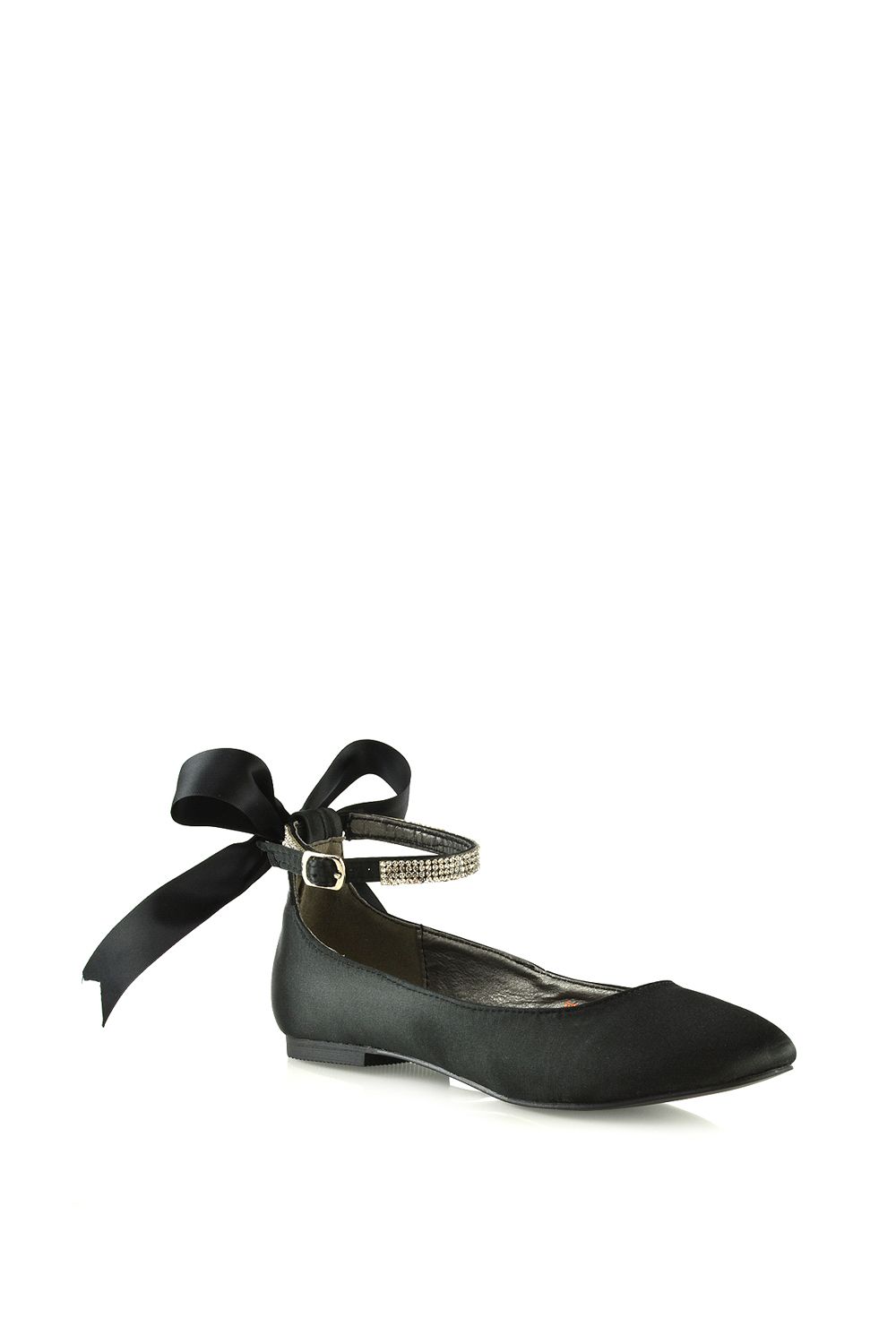 XY London Penelope' Bow Detail Diamante Strappy Bridal Wedding Flat Ballerina Bridal Shoes