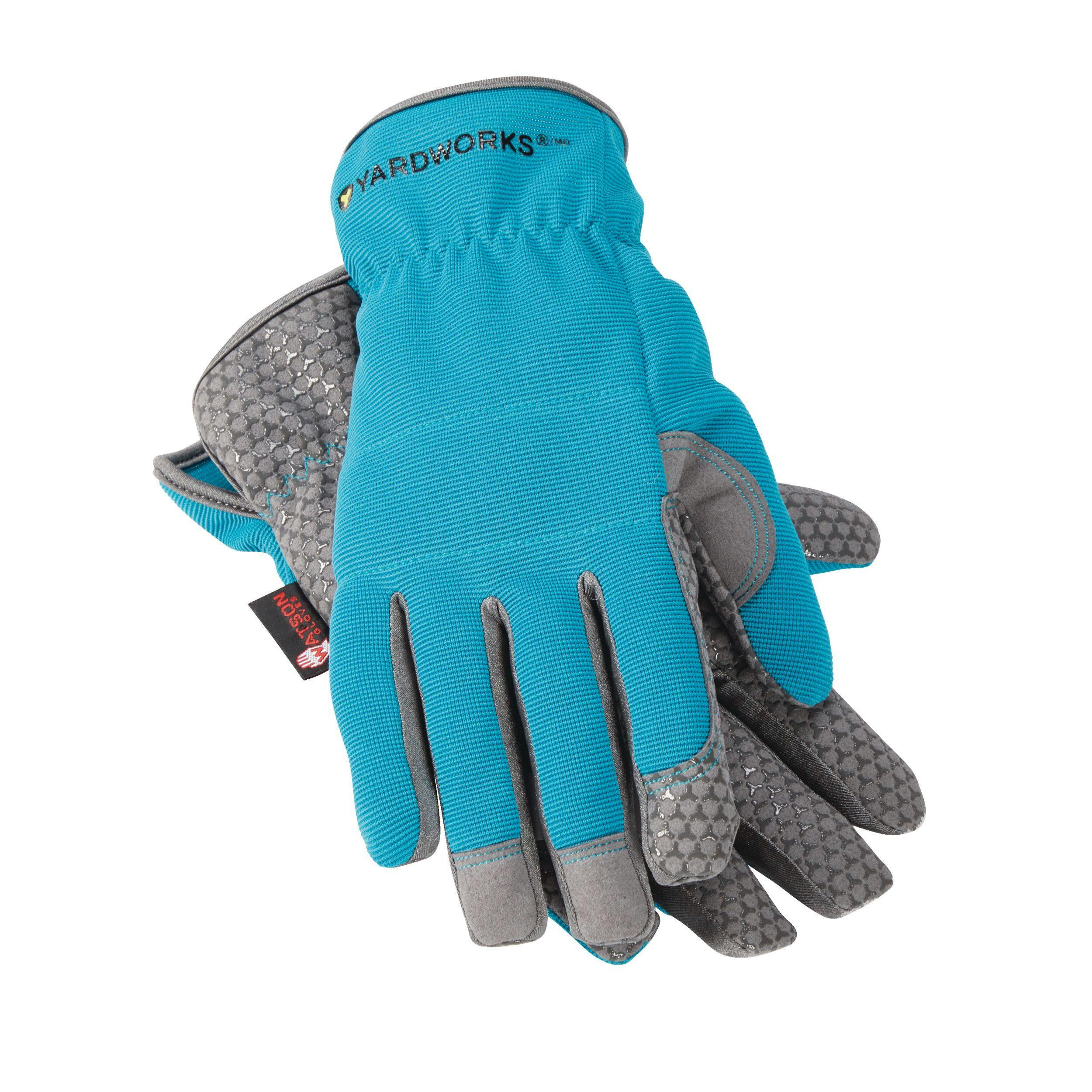 Yardworks WasteNot™ Recycled Microfibre Men's Gardening Gloves, Large, Teal