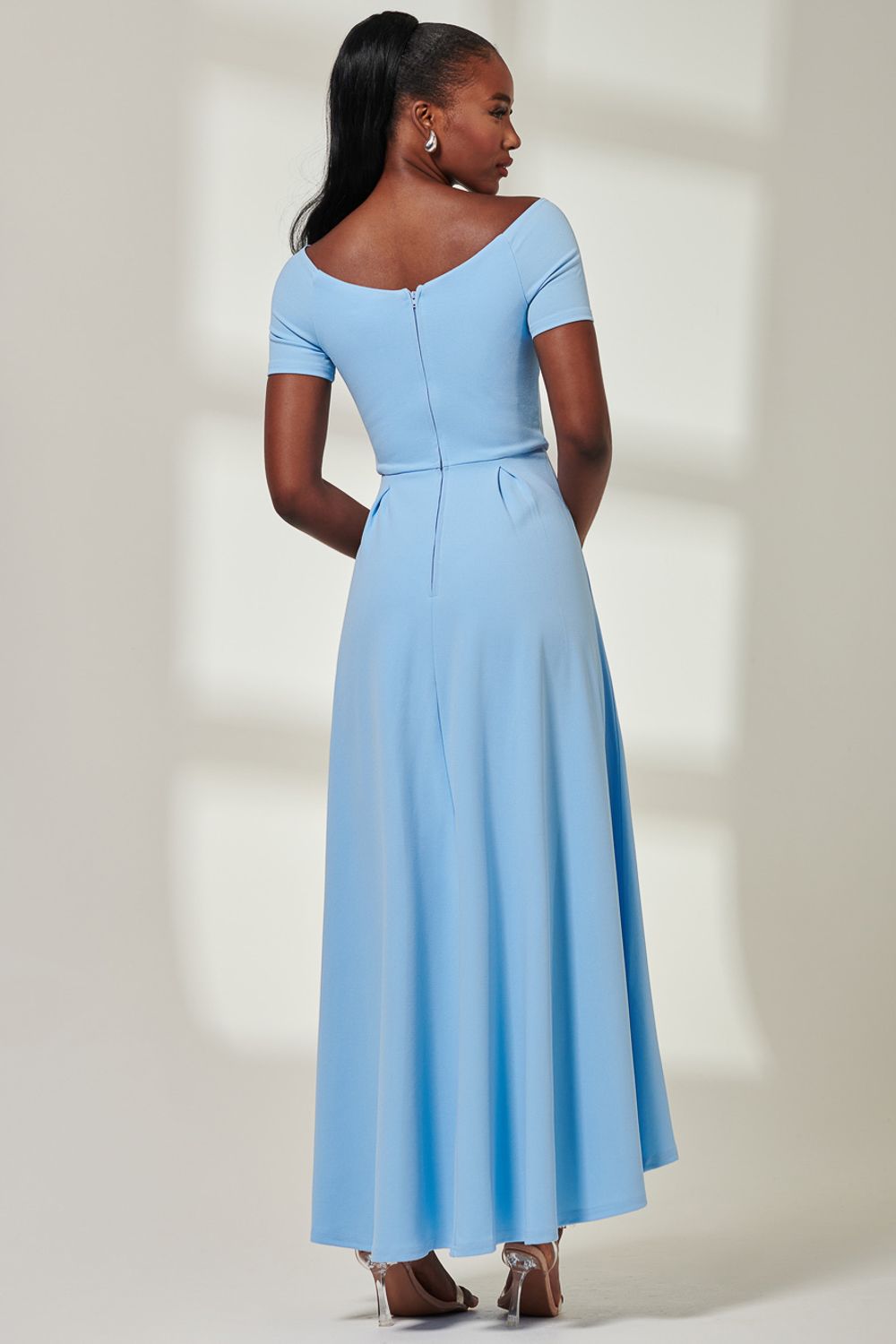 Jolie Moi Yana Off Shoulder Scuba Maxi Dress