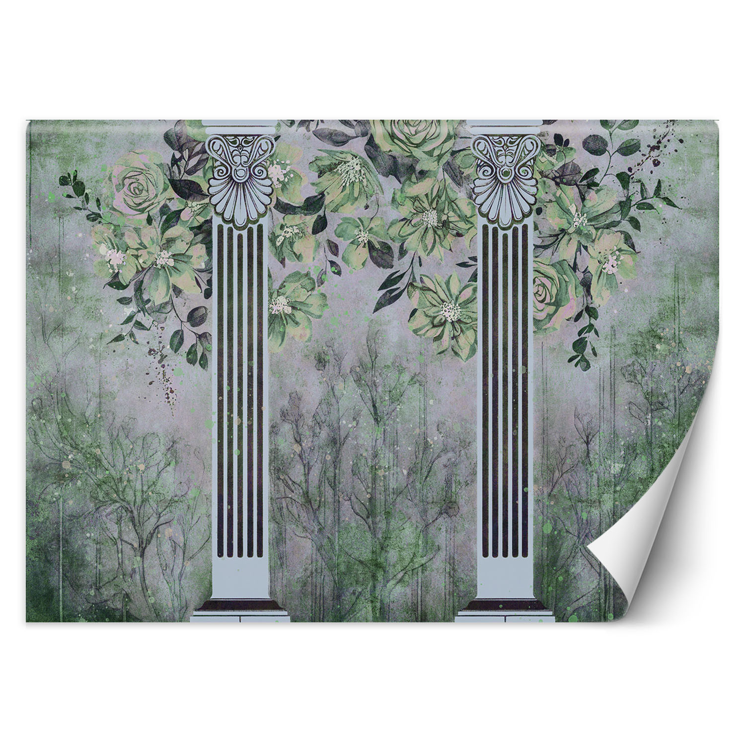 Feeby Fototapeta, Starożytne kolumny i kwiaty 150x105