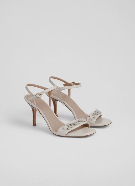 Ivonne Nude Leather Heel Sandals
