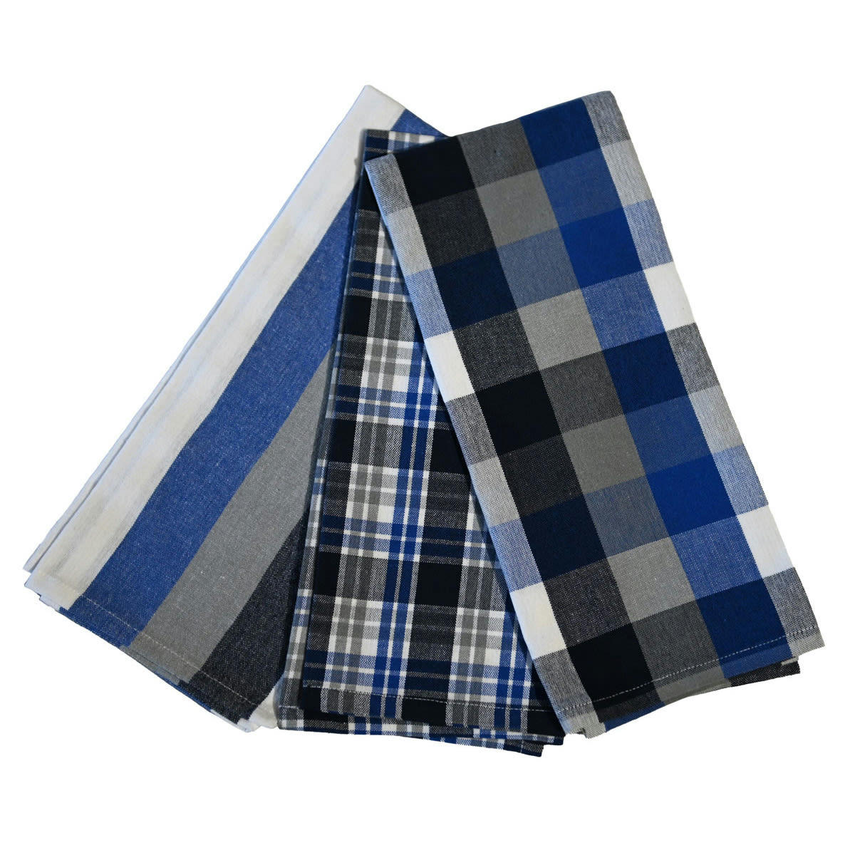 GLASGOW - 3 torchons coton assortis  ocean 45x70 cm