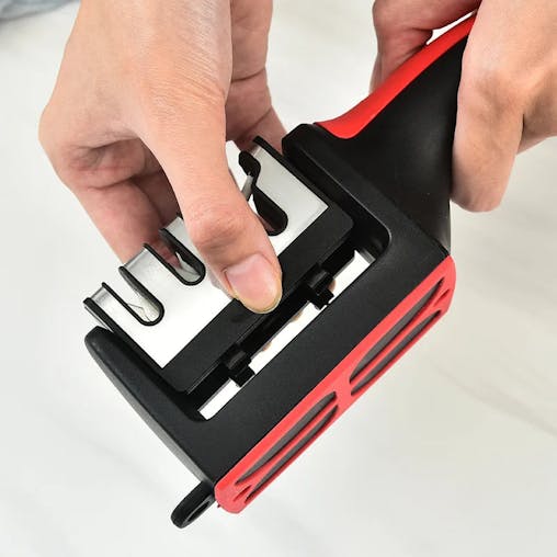 NNEOBA 4-Segment Handheld Knife Sharpener Red Aluminum Alloy