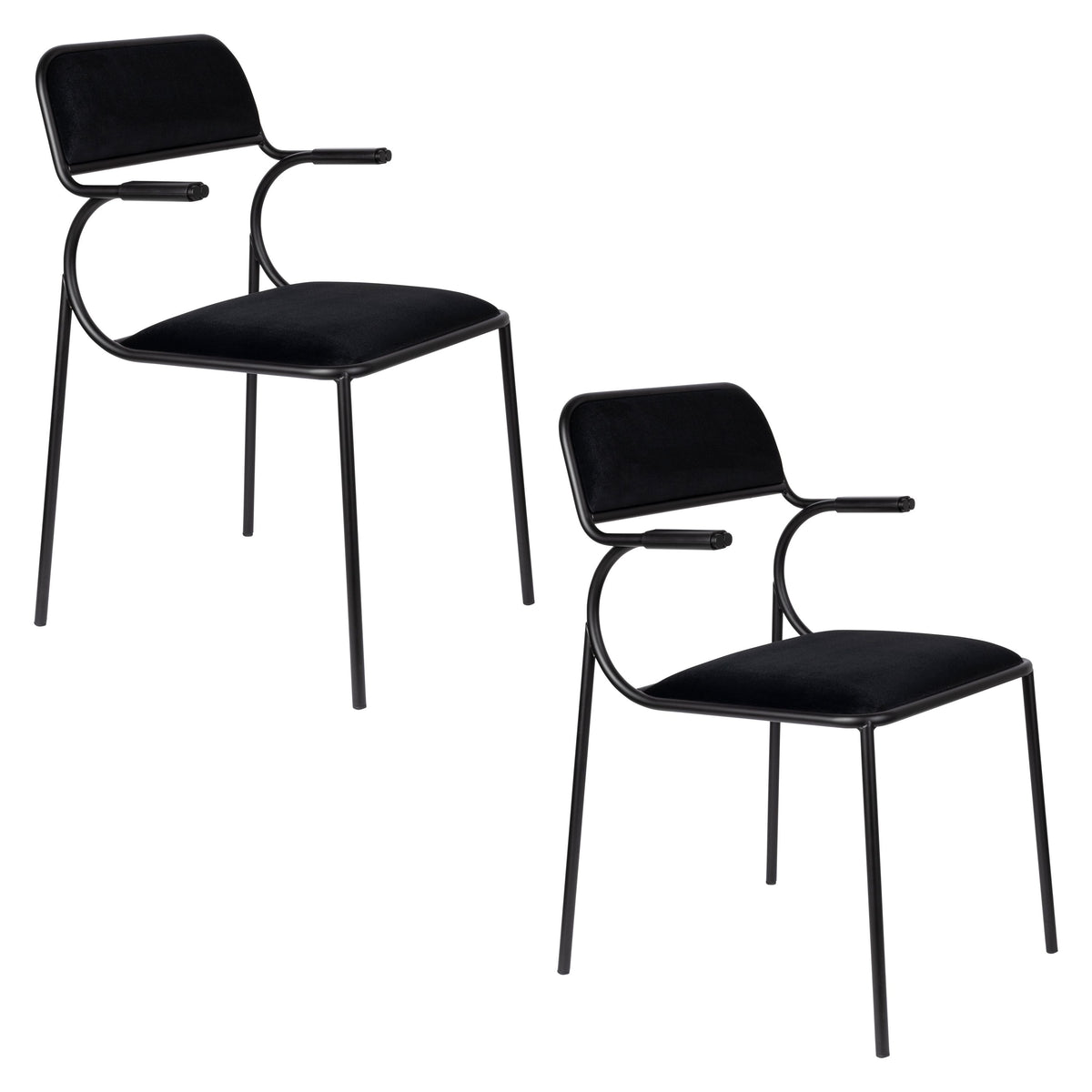 Zuiver Alba Eetkamerstoelen armleuning Zwart/Zwart - Set van 2