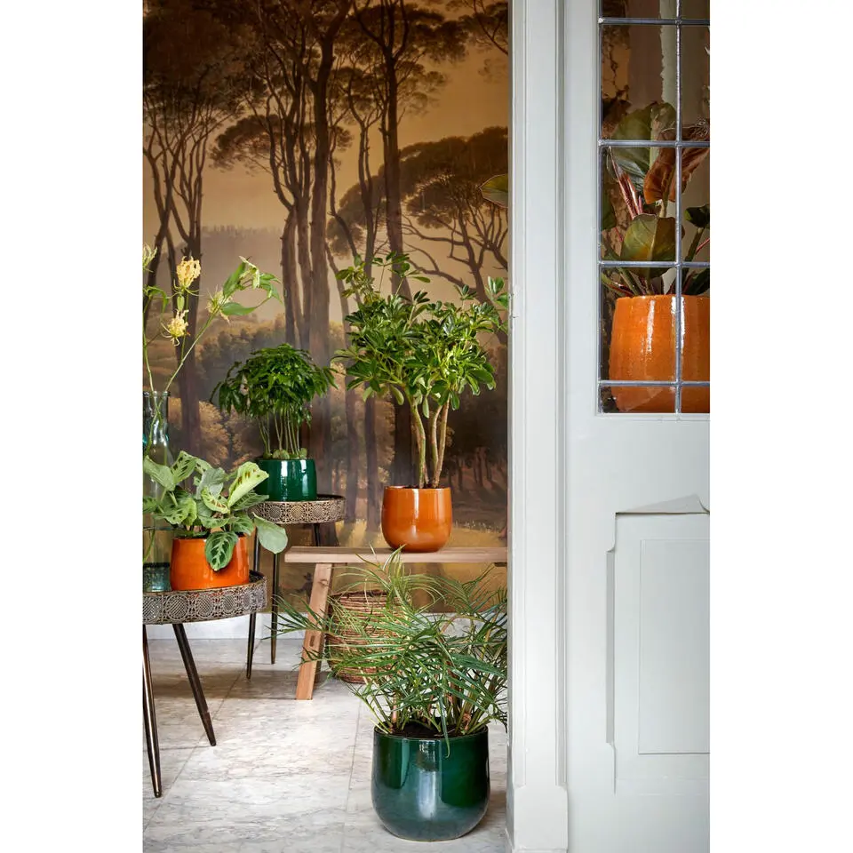 Mica Decorations Plantenpot - keramiek - groen glans - D26/H24 cm