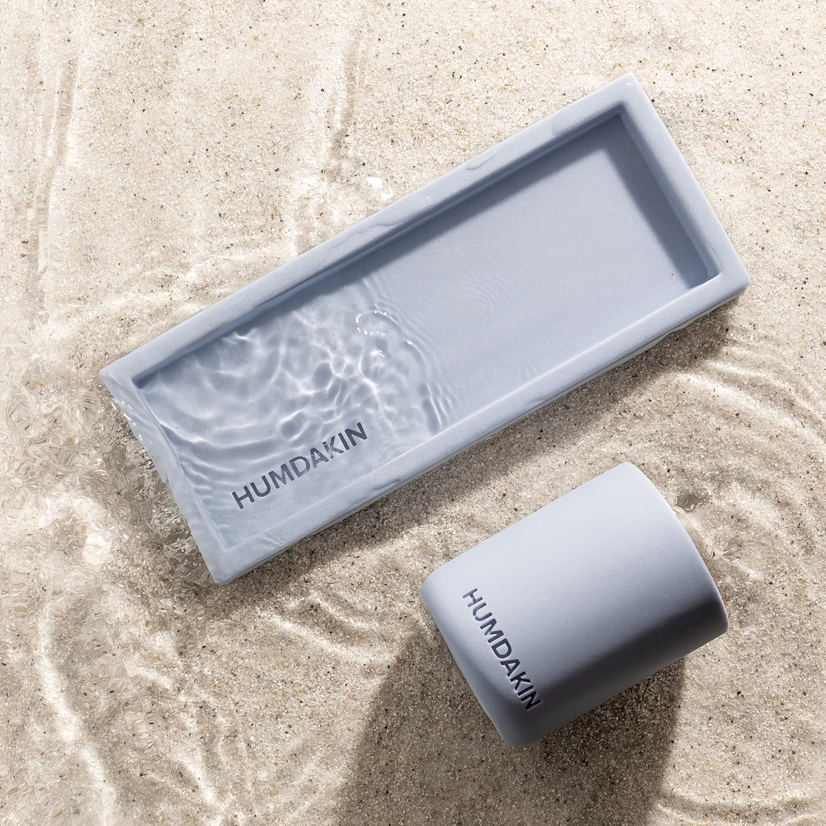 Humdakin - Light Sandstone Zahnbürstenhalter, blue glass