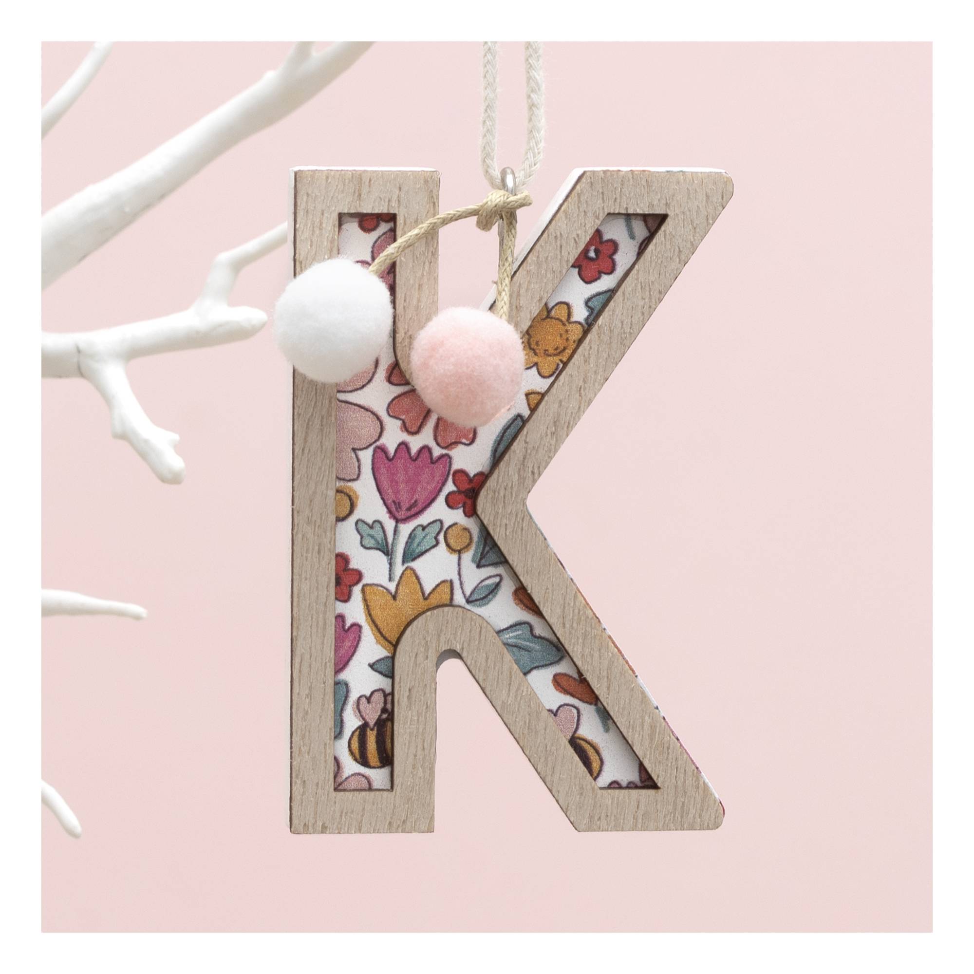 Hanging Wooden Letter K 7.5cm