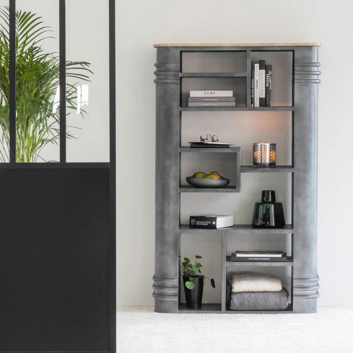 LOCKER - Bibliothèque en métal gris 105 cm