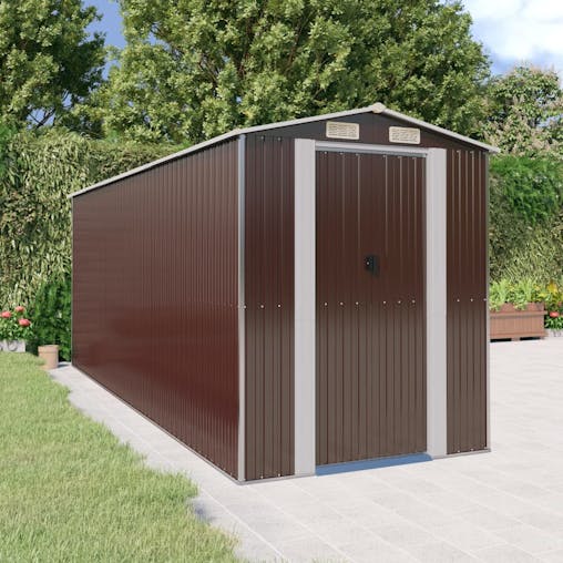 NNEVL Garden Shed Dark Brown 192x523x223 cm Galvanised Steel